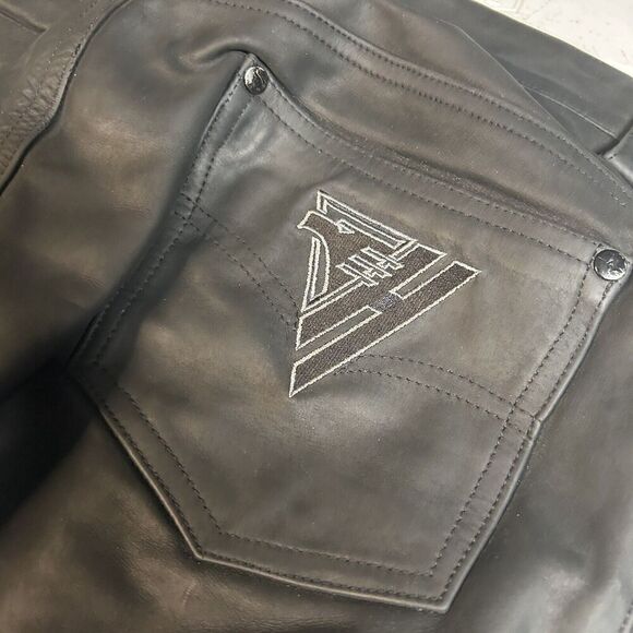 Harro Mens Black Leather Motorcycle Trousers | Vintage Protective Biker Gear VTG - Picture 3 of 11